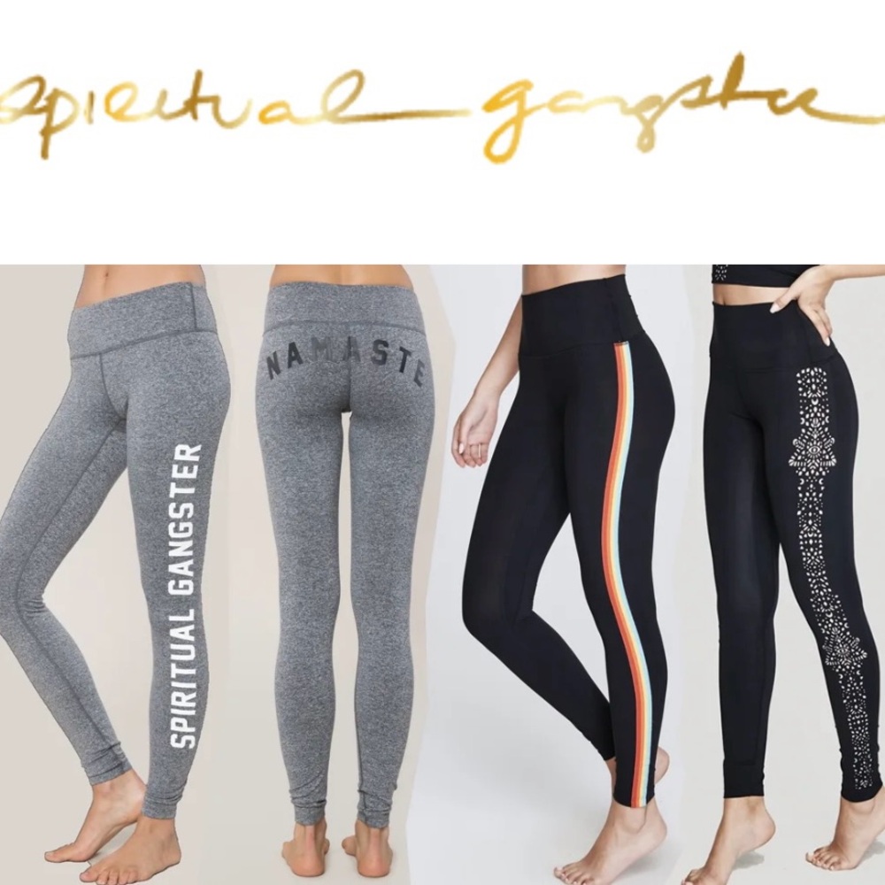 Spiritual Gangster Namaste Booty Gray Leggings EUC M.